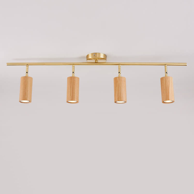 Nordic Minimalist Walnut Wood Linear Track LED Ceiling Light - Available in 1, 2, 3, or 4 Lights