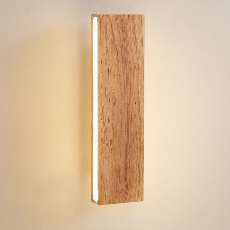 Minimalist Japanese Rectangular Log LED Wall Sconce Lamp with Rotatable Design
