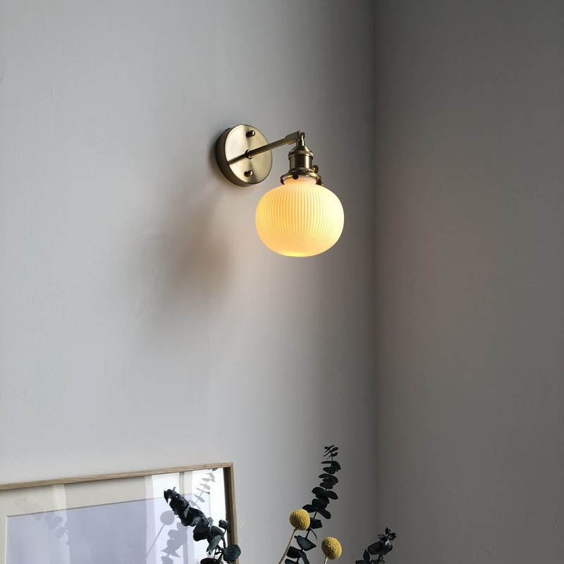 Japanese Retro Minimalist Oval Brass and Lucite Cylinder Wall Sconce Lamp