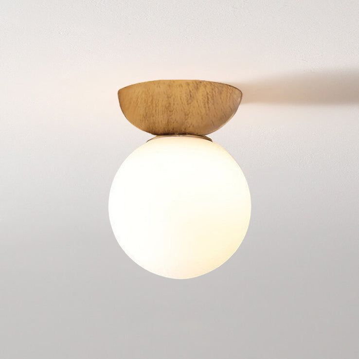 Contemporary Minimalist Glass and Iron Orb 1-Light Semi-Flush Mount/Pendant Light for Living Room