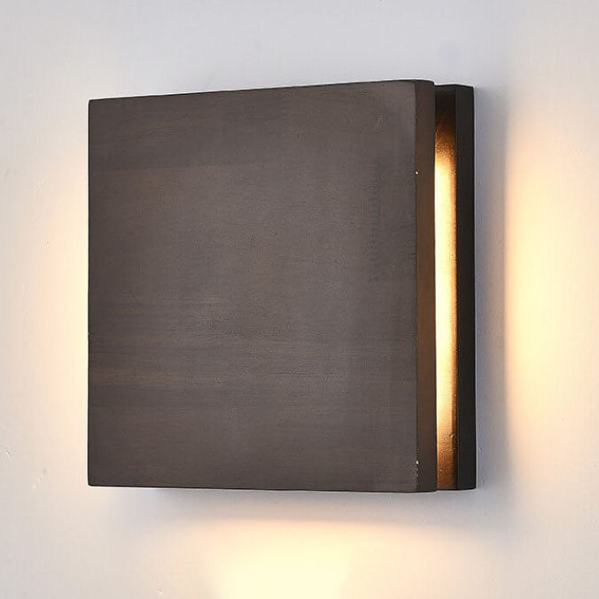 Rectangular LED Wall Sconce Lamp in Japanese Wabi-Sabi Log Wood Design