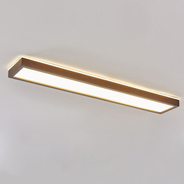 Walnut LED Flush Mount Ceiling Light in Japanese Minimalist Log Design