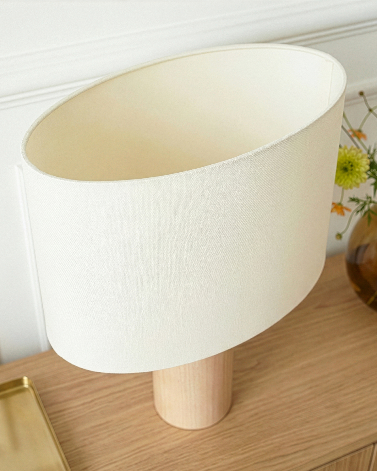 Mira Table Lamp | Rustic Wood Base, Modern Oval Shade