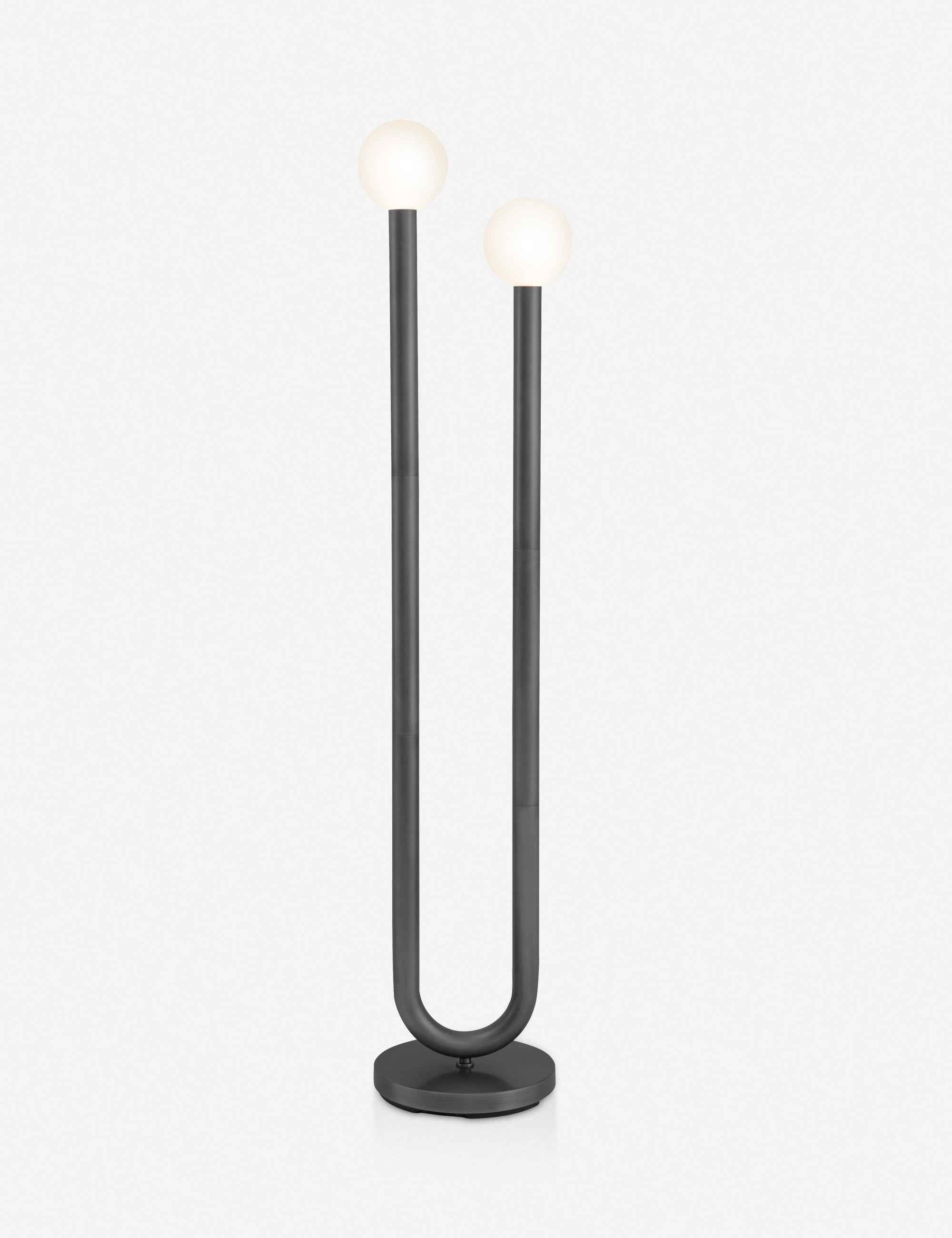Haven Floor Lamp | Metal Tube Design, Matte White Bulbs