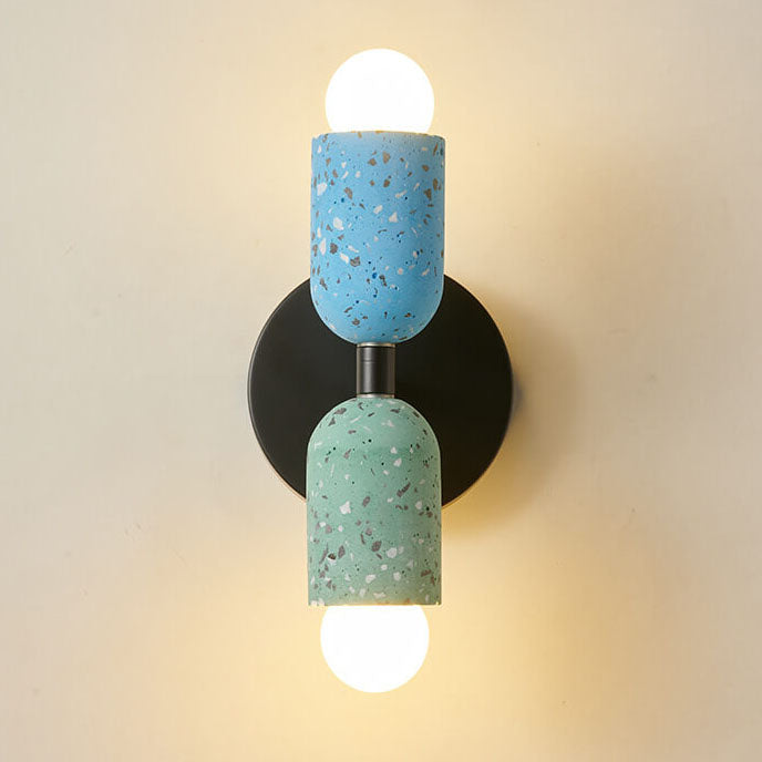Contemporary Wabi-Sabi Iron and Cement 2-Light Wall Sconce