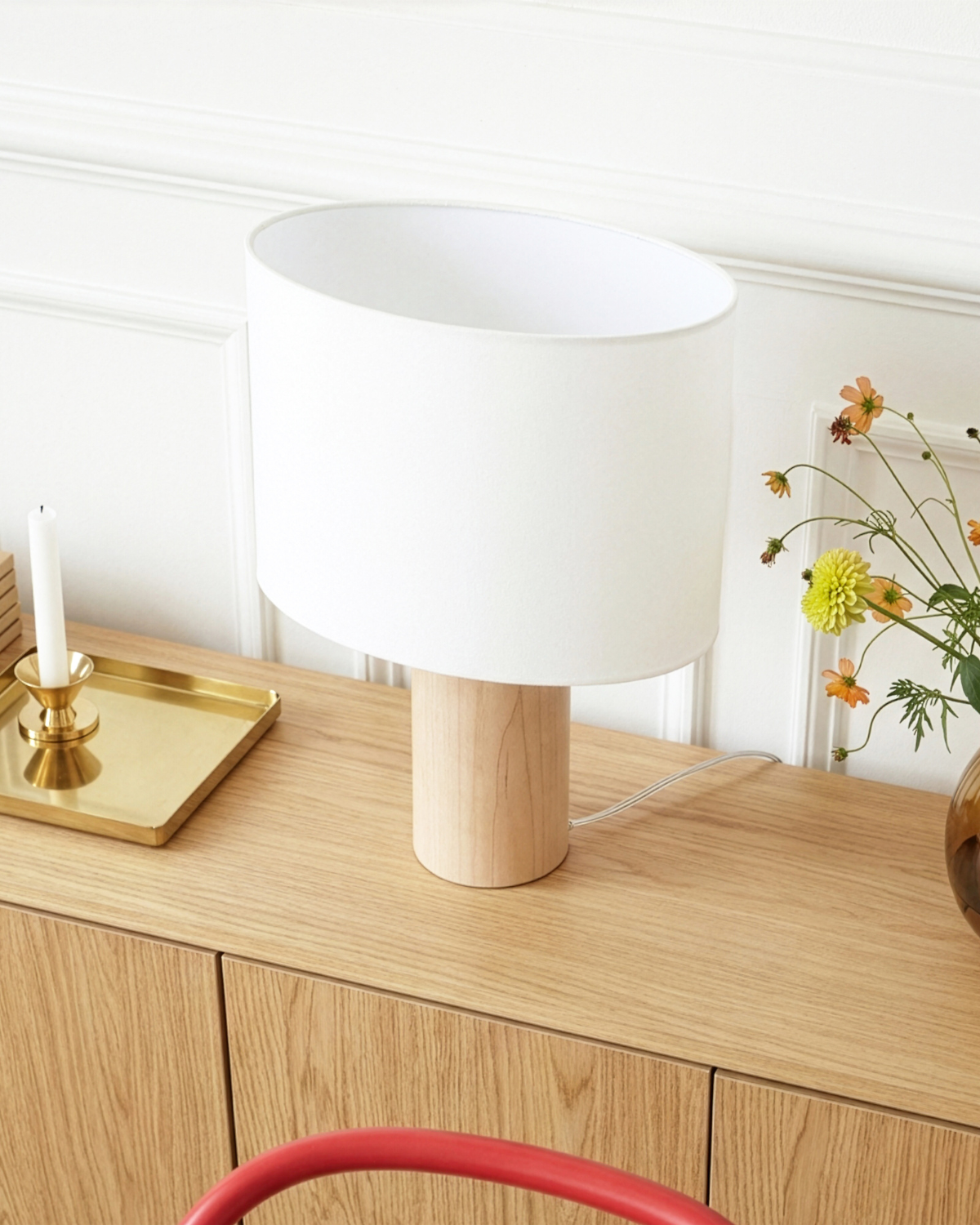 Mira Table Lamp | Rustic Wood Base, Modern Oval Shade