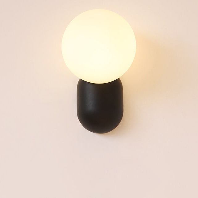 Macaron-Inspired Cream Resin Glass Ball 1-Light Wall Sconce