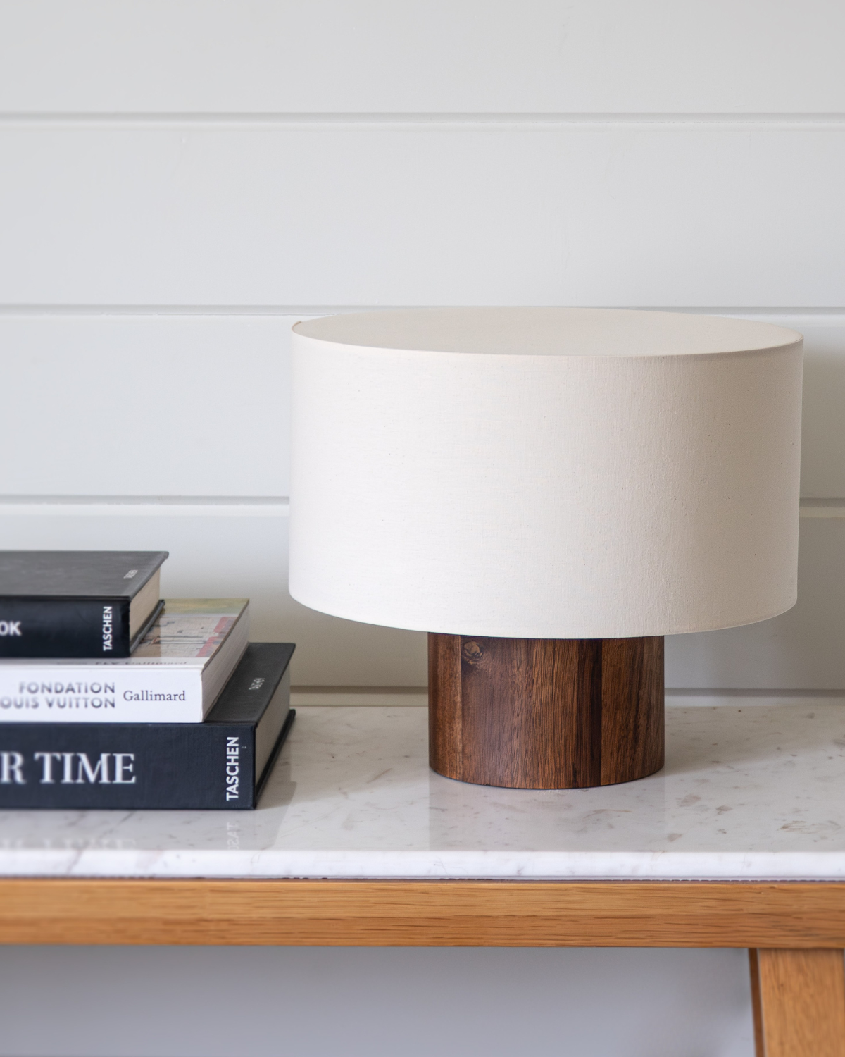 Oberon Table Lamp | Walnut Base, Linen Shade