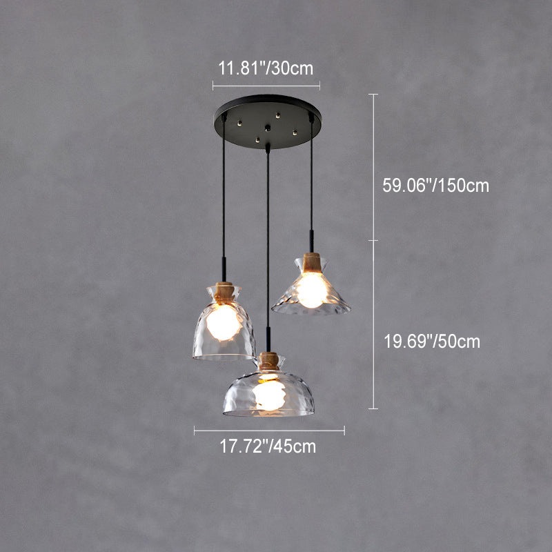 Nordic Clear Rippled Glass 1-Light Pendant Lamp