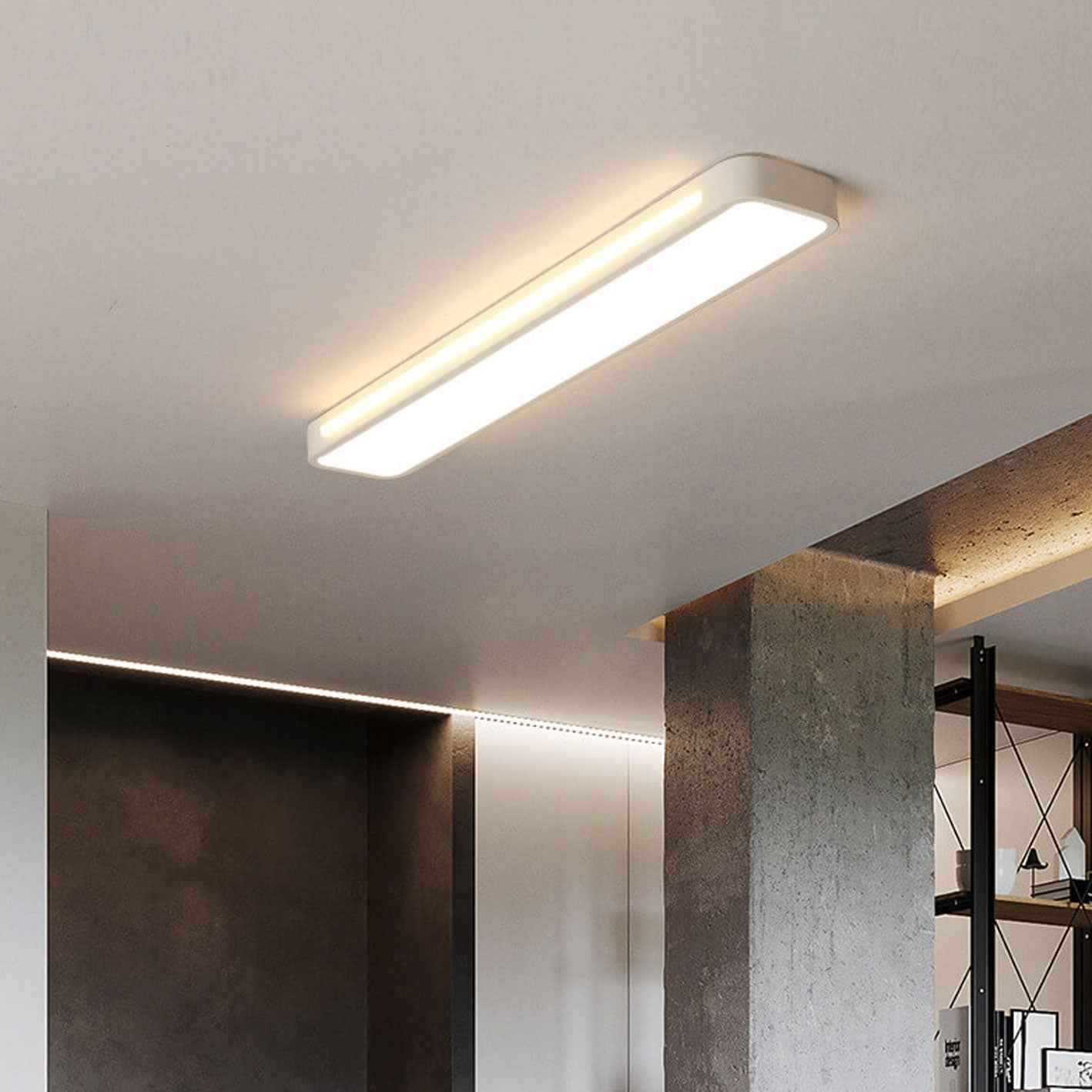 Scandinavian Minimalist Long LED Flush Mount Ceiling Fixture