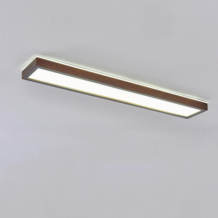 Walnut LED Flush Mount Ceiling Light in Japanese Minimalist Log Design