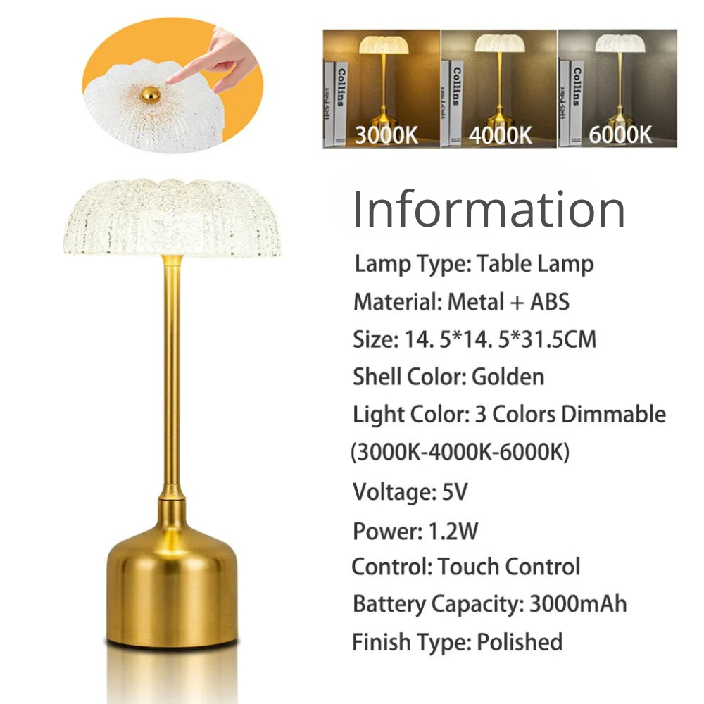 Flora Crystal Table Lamp | Rechargeable, 3 Light Colors