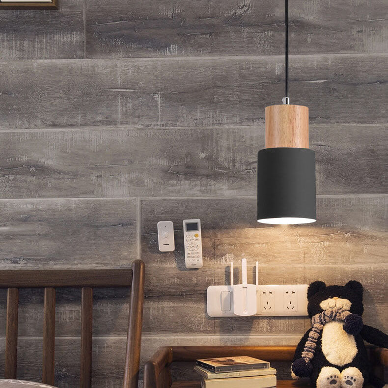 Nordic Macaron Cylinder Aluminum LED Pendant Light - 1-Light Design