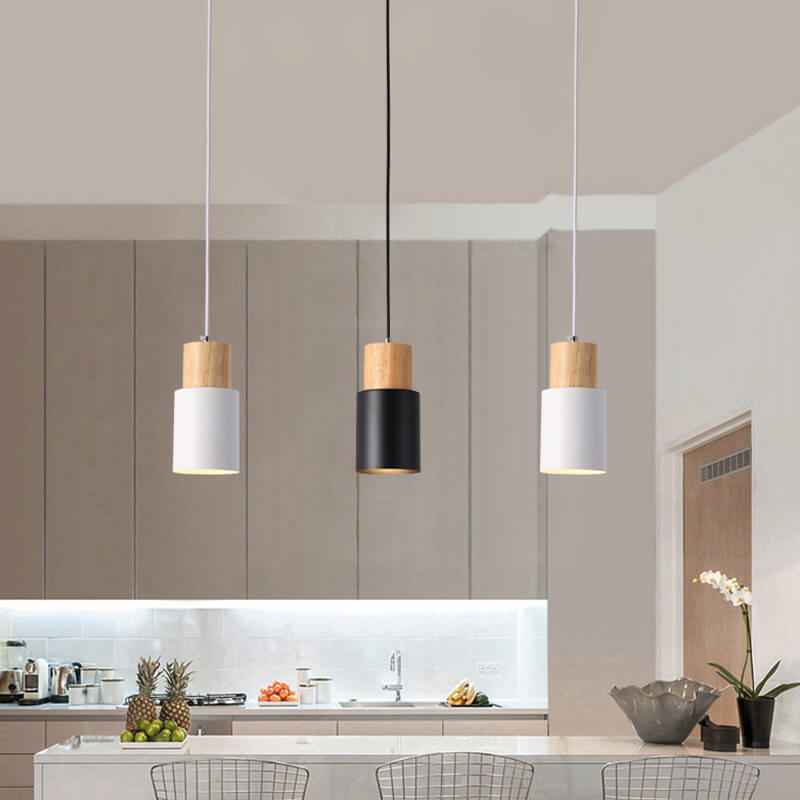Nordic Macaron Cylinder Aluminum LED Pendant Light - 1-Light Design