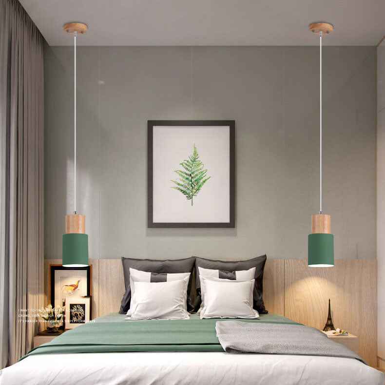 Nordic Macaron Cylinder Aluminum LED Pendant Light - 1-Light Design