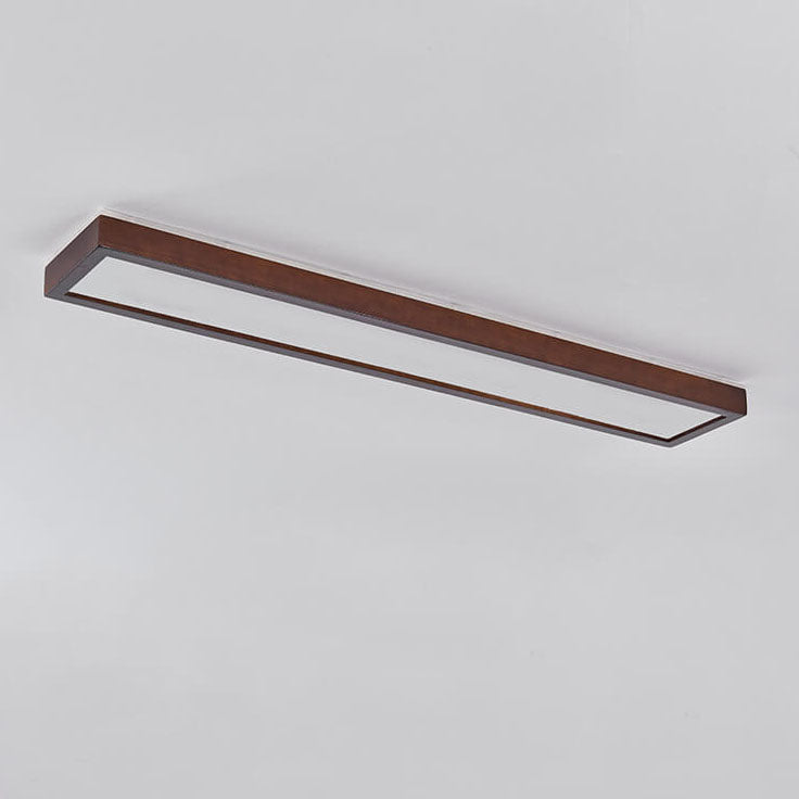 Walnut LED Flush Mount Ceiling Light in Japanese Minimalist Log Design