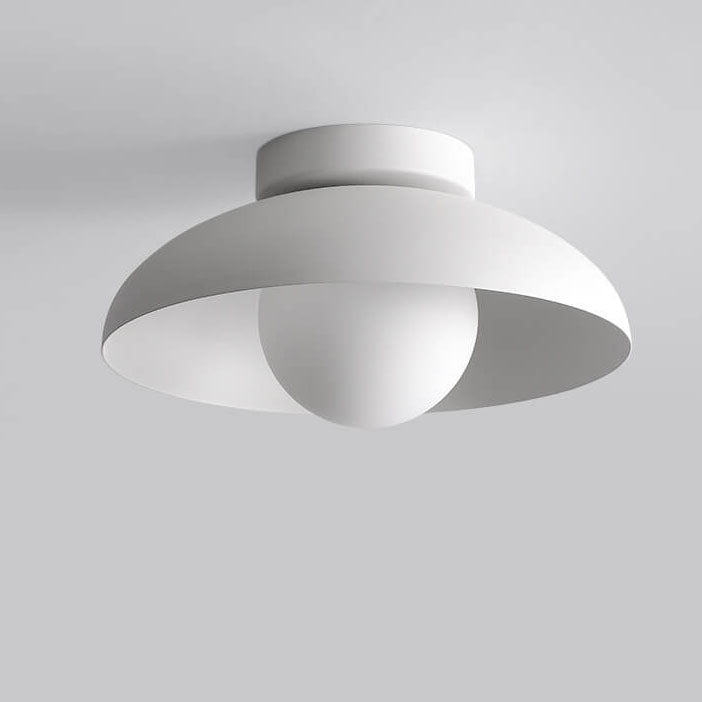 Japanese Wabi-Sabi Iron and Glass 1-Light Semi-Flush Mount Fixture