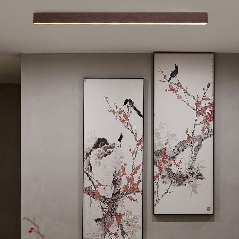 Contemporary Wood Grain Aluminum LED Flush Mount Ceiling Light