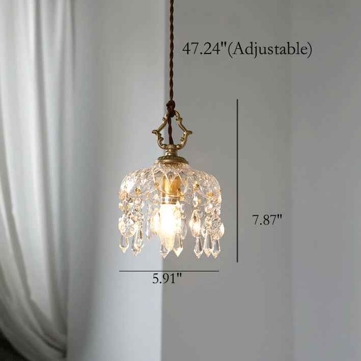 Antique-Inspired Floral Crystal Single Pendant Light