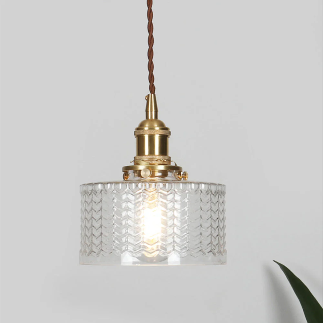 Gryo Glass Pendant Light | Ribbed Green Shade, E27 Fitting