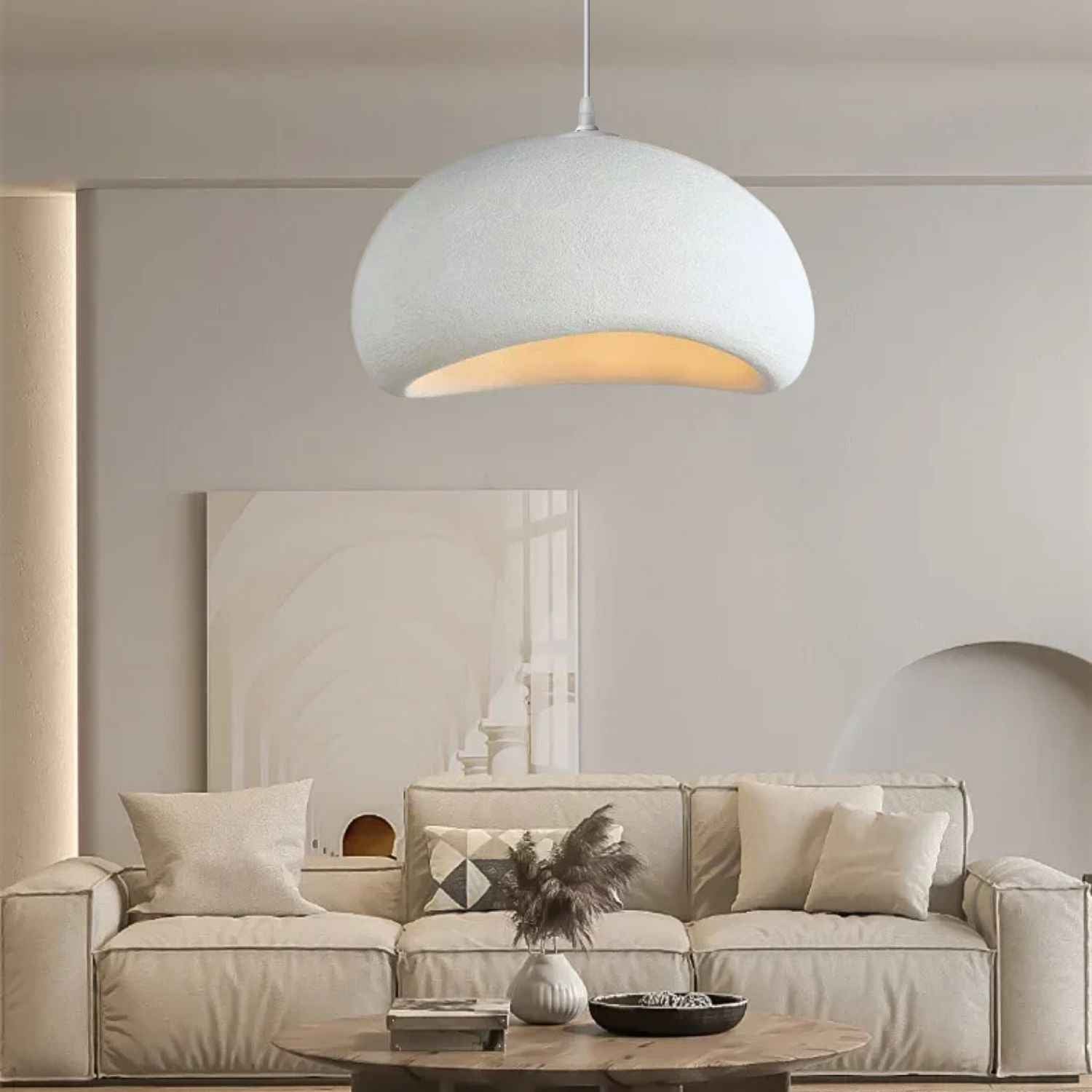 Serenity – Cream Wabi Sabi Ceiling Lamp 80cm - Cendre Home