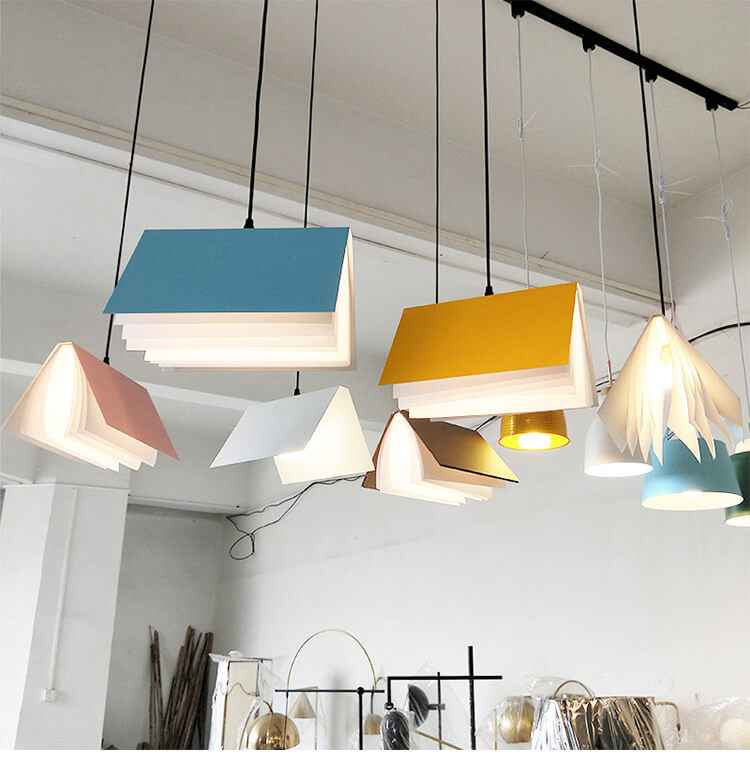 Flying Book 1-Light Metal and PVC Pendant Lamp