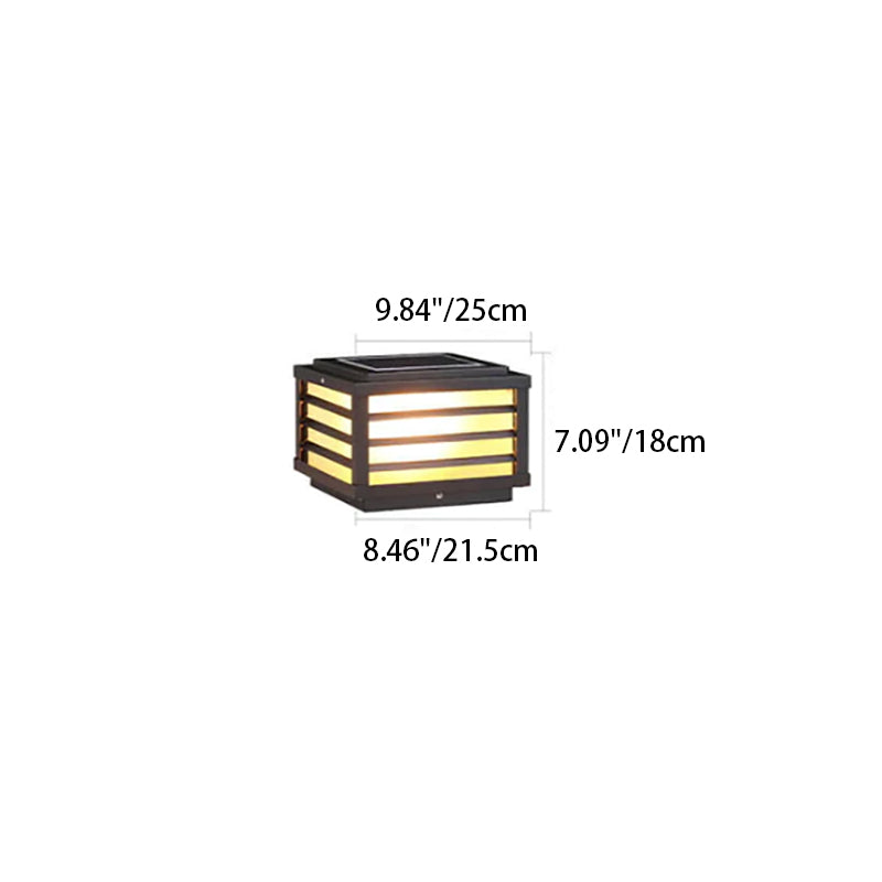 Contemporary Waterproof Solar LED Square Aluminum Landscape Post Light for Gardens