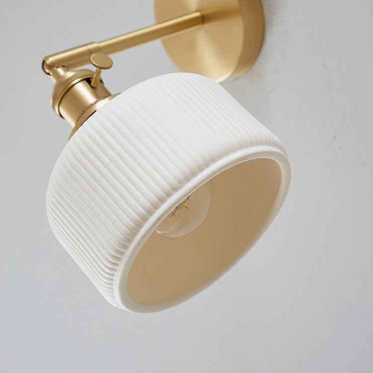 Contemporary Minimalist Striped Ceramic Wall Sconce Lamp with 1 Light