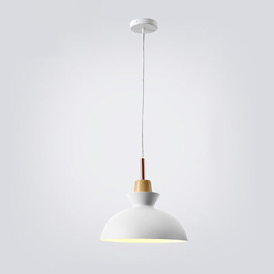 Modern Nordic Oak and Iron Bell Cone 1-Light Pendant Lamp for Living Room