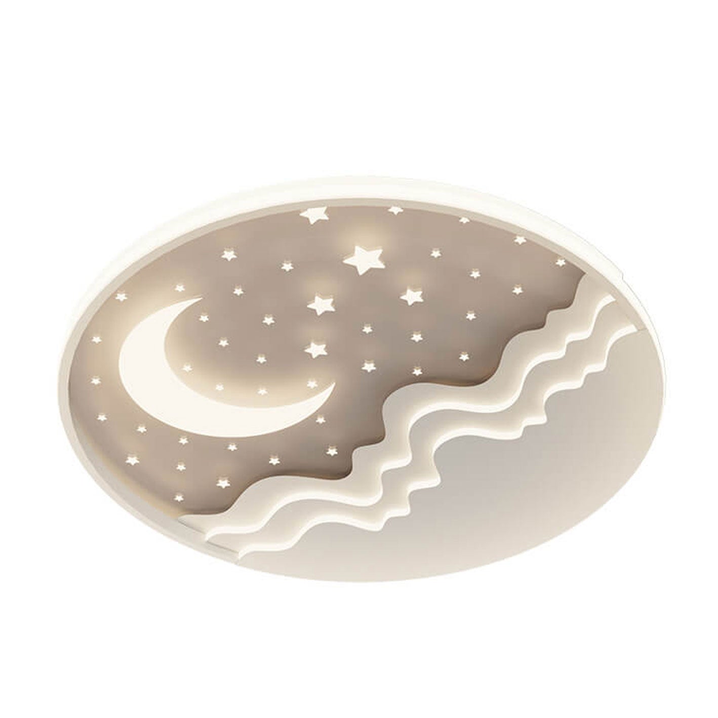 Nordic-Inspired Round Aluminum LED Flush Mount Ceiling Light with Star and Moon Design