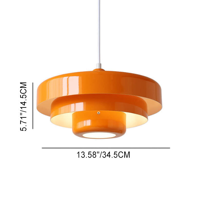 Vintage Nordic Multi-Layer Round Metal Pendant Light with Single Bulb
