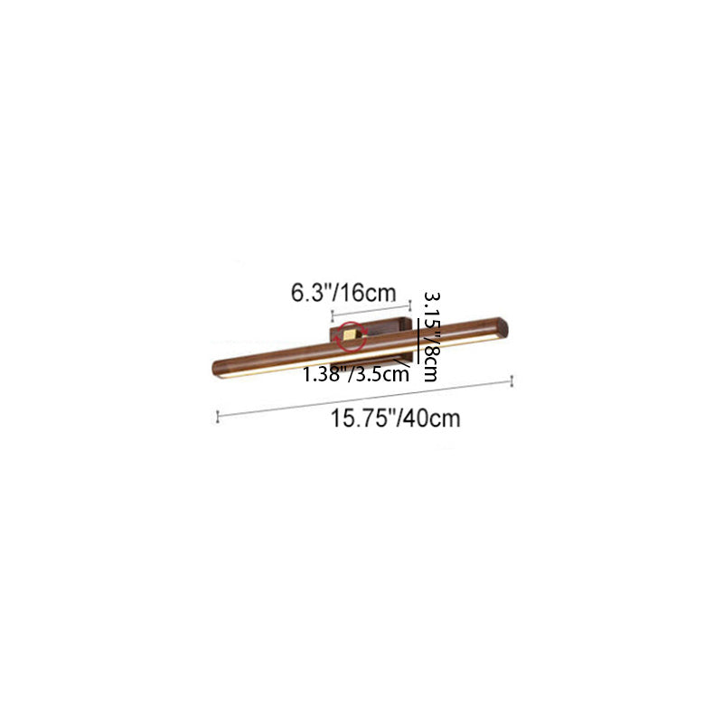 Nordic Minimalist Beechwood and Copper Cylinder LED Wall Sconce for Bathroom and Living Room