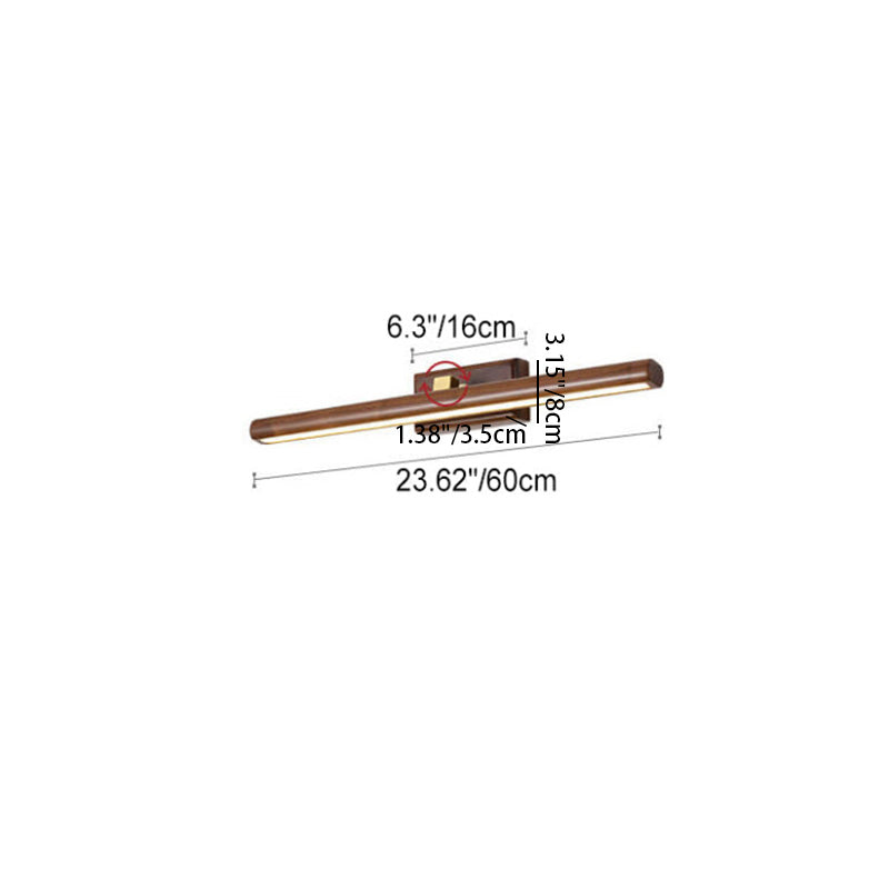 Nordic Minimalist Beechwood and Copper Cylinder LED Wall Sconce for Bathroom and Living Room