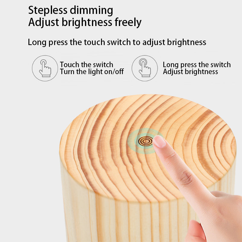 Artistic Wooden LED Touch-Control Night Lamp