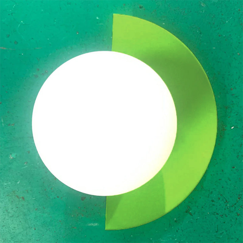 Contemporary Minimalist Colorful Glass Semi-Circle Wall Sconce Lamp with One Light