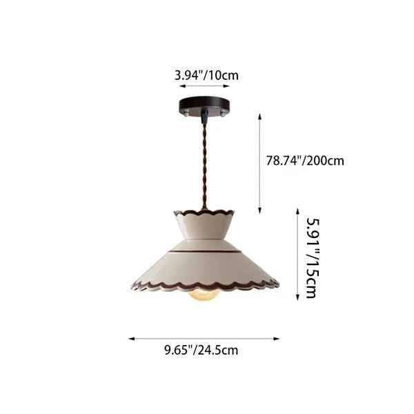 Classic French Ceramic and Iron Cone Pendant Light - 1-Light Fixture for Bedroom and Living Room - Cendre Home