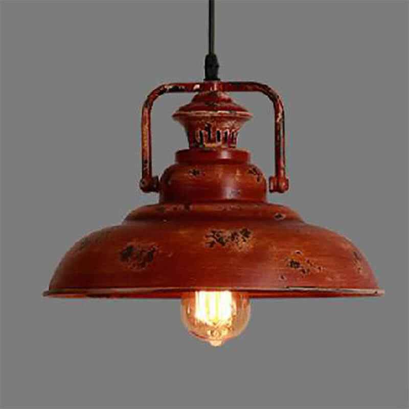Vintage Red Rust Single-Dome Pendant Light