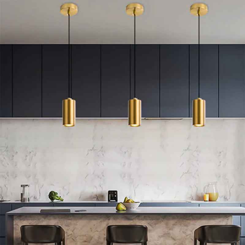 Nordic Minimalist Iron Mini Pendant Light - 1-Light Column Design