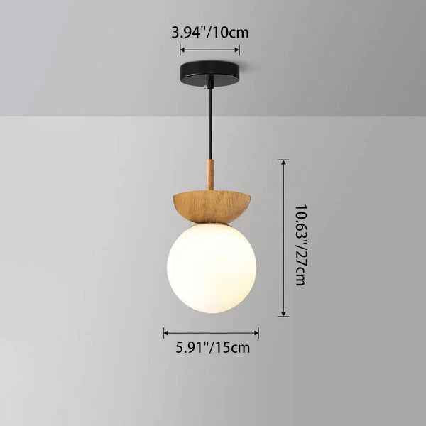 Contemporary Minimalist Glass and Iron Orb 1-Light Semi-Flush Mount/Pendant Light for Living Room
