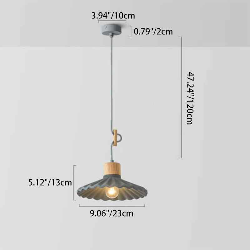 Contemporary Macaron Cement Scalloped 1-Light Pendant Lamp for Living Room