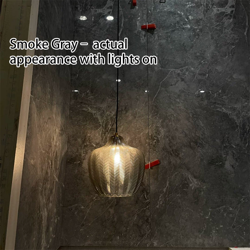 Nordic Wavy Glass 1-Light Barrel Pendant with Textured Finish