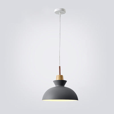 Modern Nordic Oak and Iron Bell Cone 1-Light Pendant Lamp for Living Room