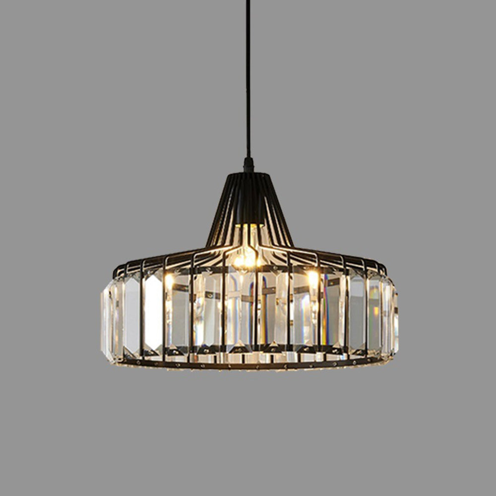 Belo Crystal Pendant Light | Adjustable Height, Matte Black Frame