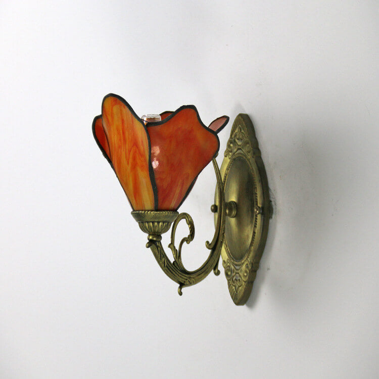 Classic Tiffany Petals Stained Glass Wall Sconce Lamp with Single Light