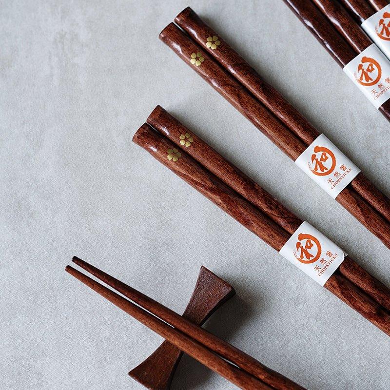 Bonsai Chopstick Set | Natural Wood, Golden Sakura Design
