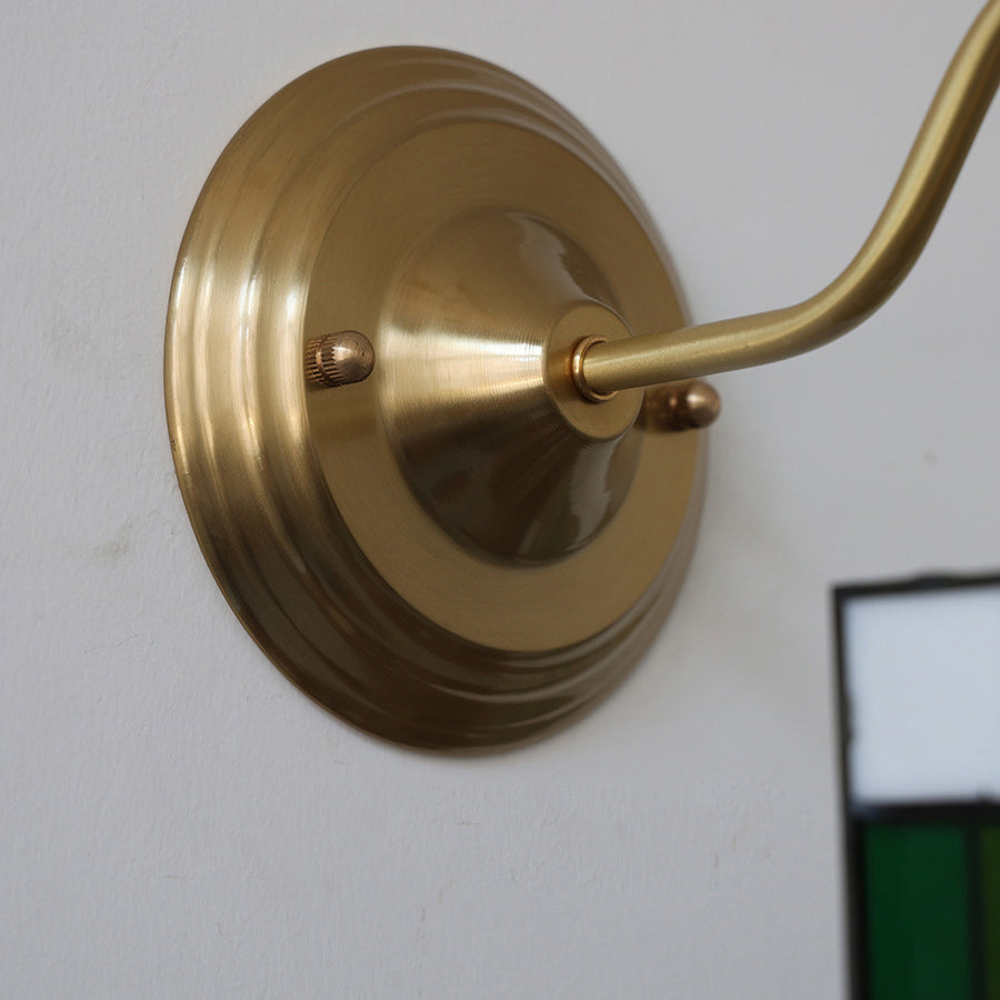 Classic Tiffany Style Round Copper Glass 1-Light Wall Sconce for Living Room