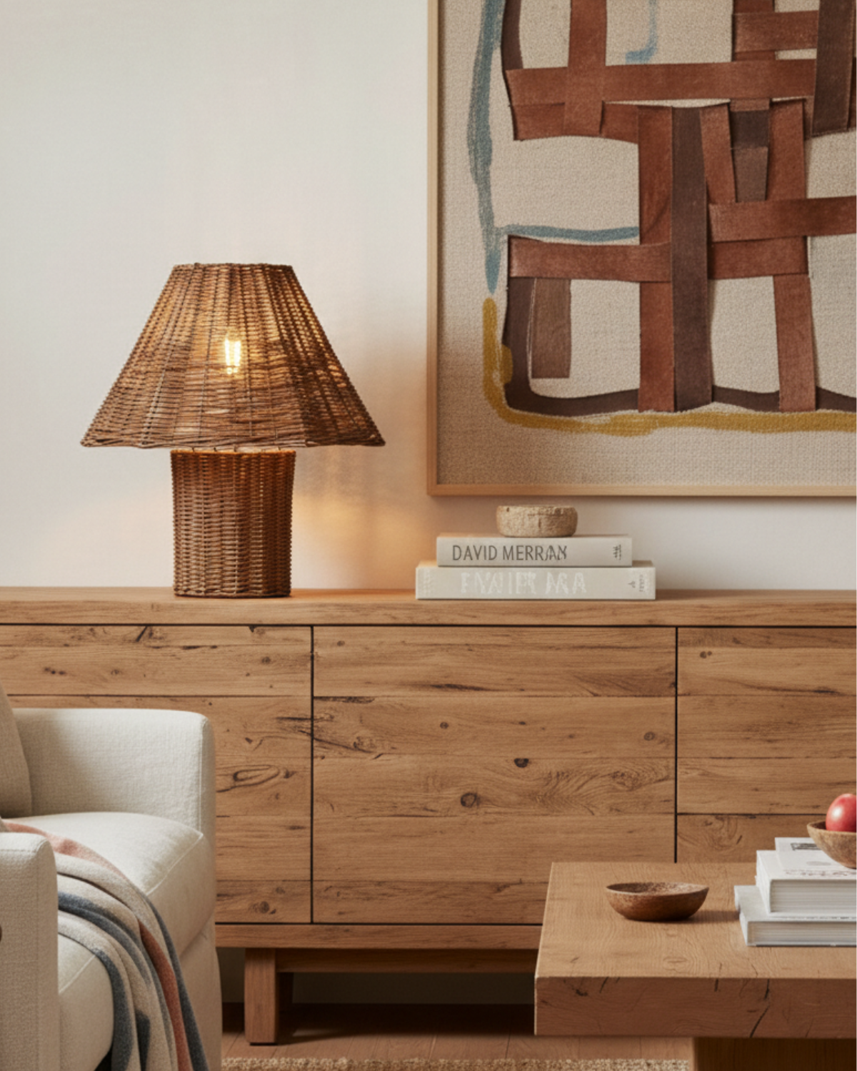 Luna Table Lamp | Natural Rattan Shade, Organic Warmth