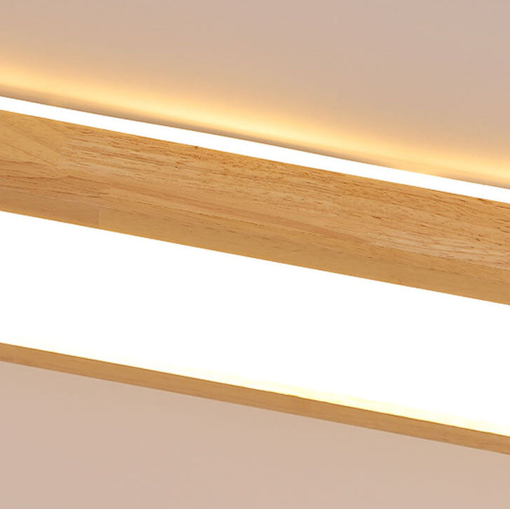 Walnut LED Flush Mount Ceiling Light in Japanese Minimalist Log Design