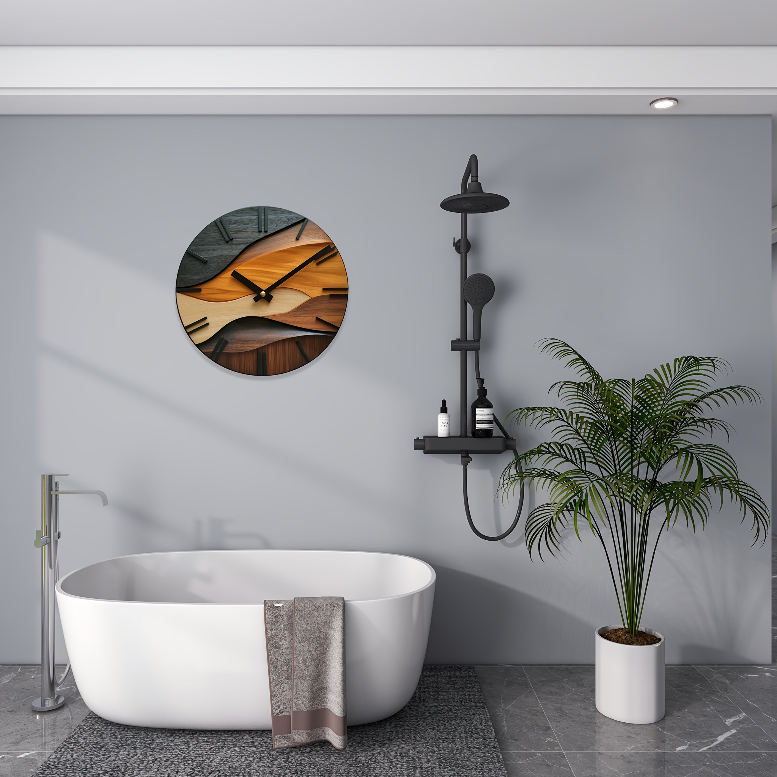 Bela Round Wall Clock | Silent Non-Ticking, Tempered Glass