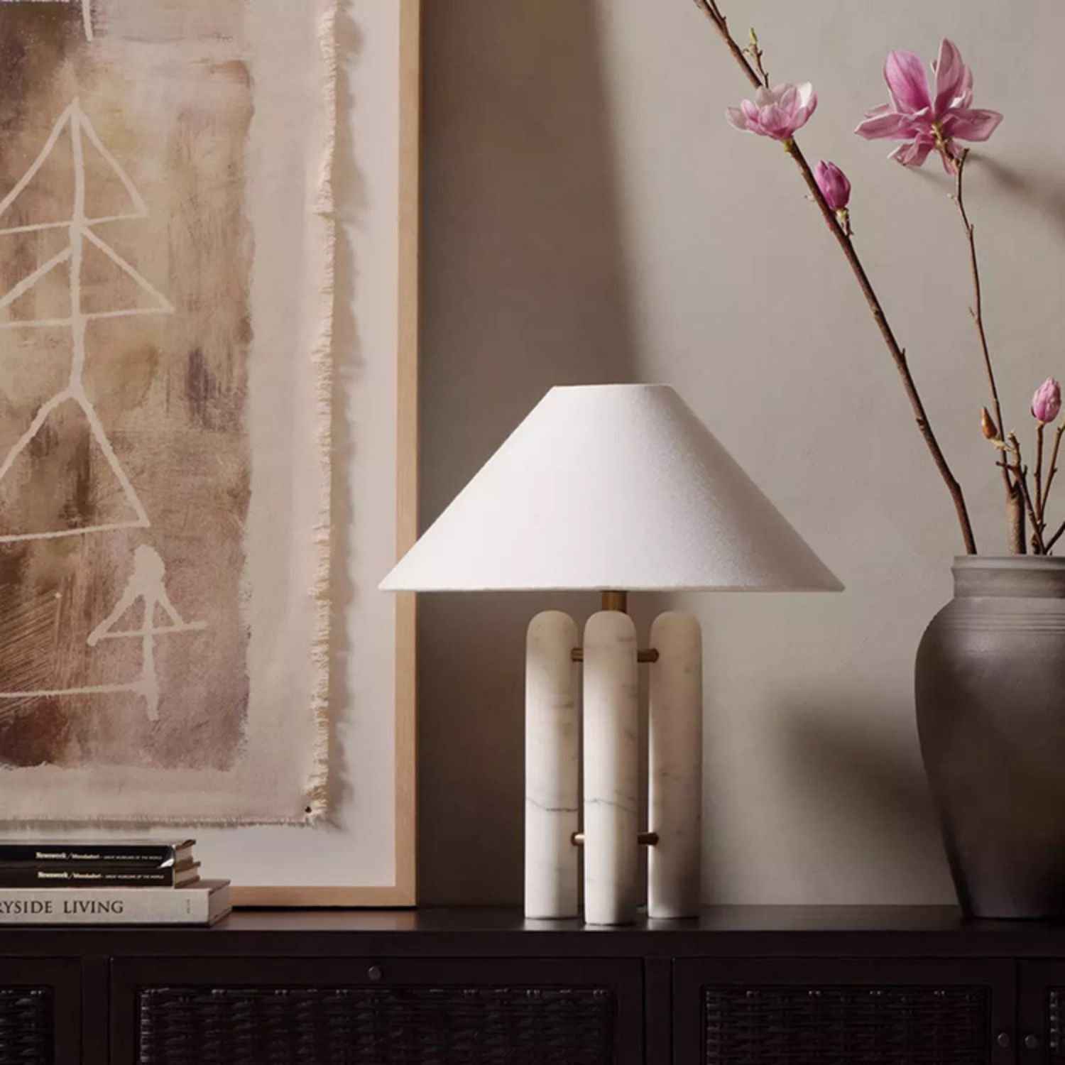 Nordic – Cream Marble Table Lamp 48cm - Cendre Home
